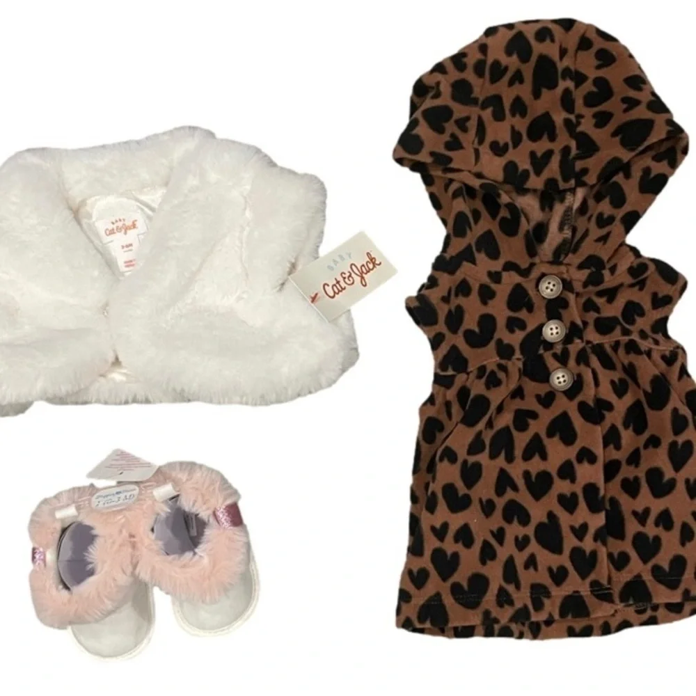 ⭐️Carter’s and Cat & Jack Winter Vests Girls 3 Months and NWT Baby Boots. 5/$25
